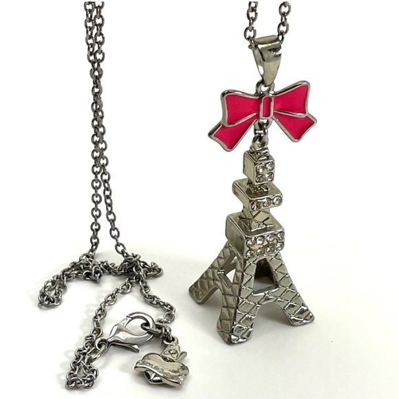 Born to Rule Pink Bow Eiffel Tower Necklace - Picture 1 of 13